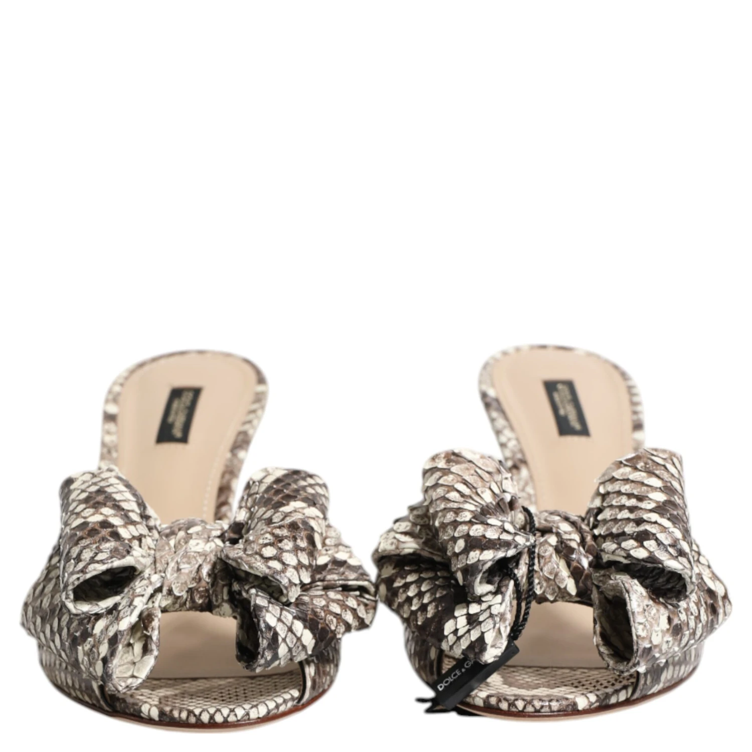 Multicolor Keira Bow Leather Peep Toe Mules Shoes