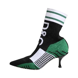 Green Stretch Sock Style Ankle Boots Shoes