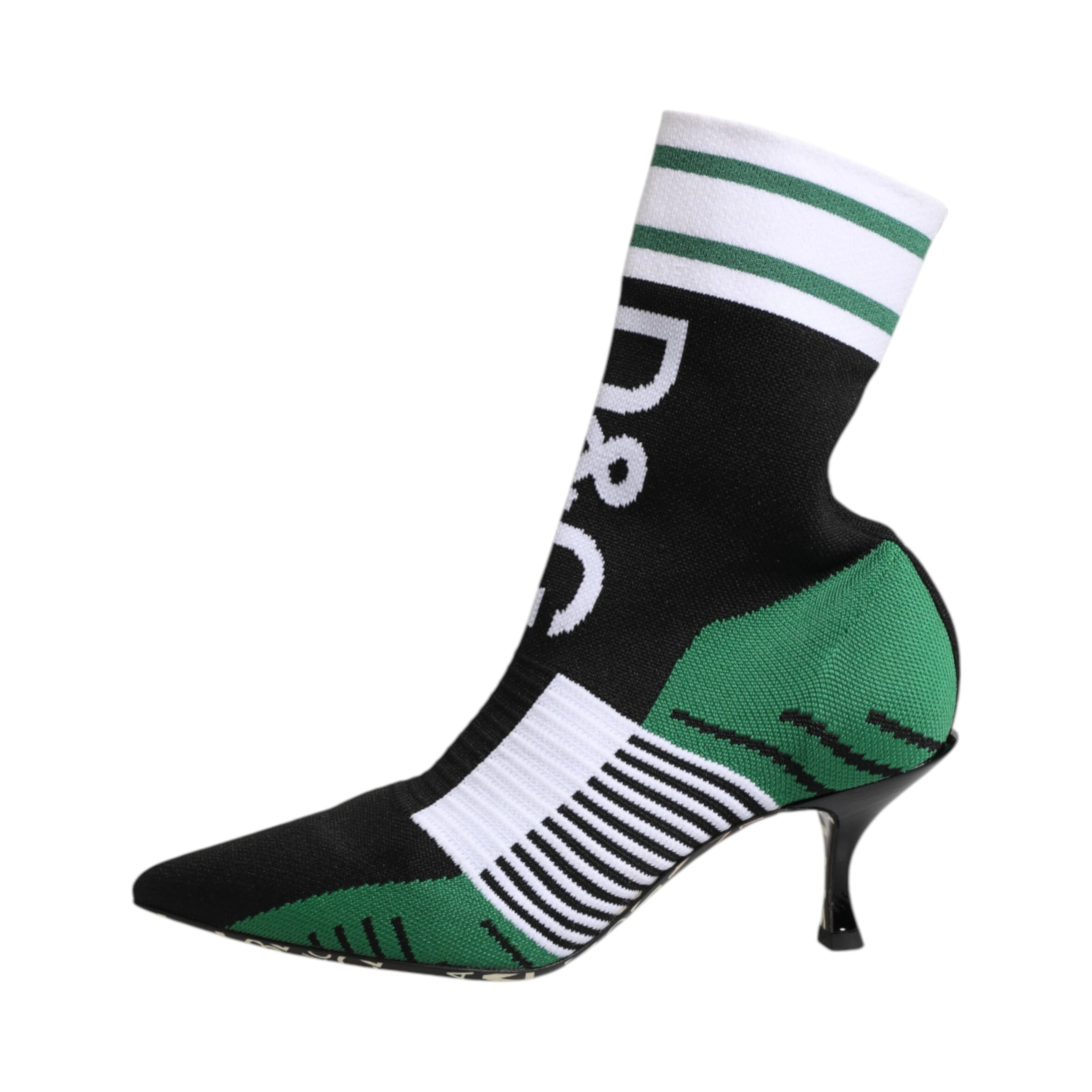 Green Stretch Sock Style Ankle Boots Shoes