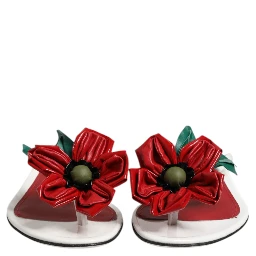 Red White KEIRA Flower Leather Sandals Shoes