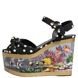Multicolor Fish Polka Dot Wedge Sandals Shoes