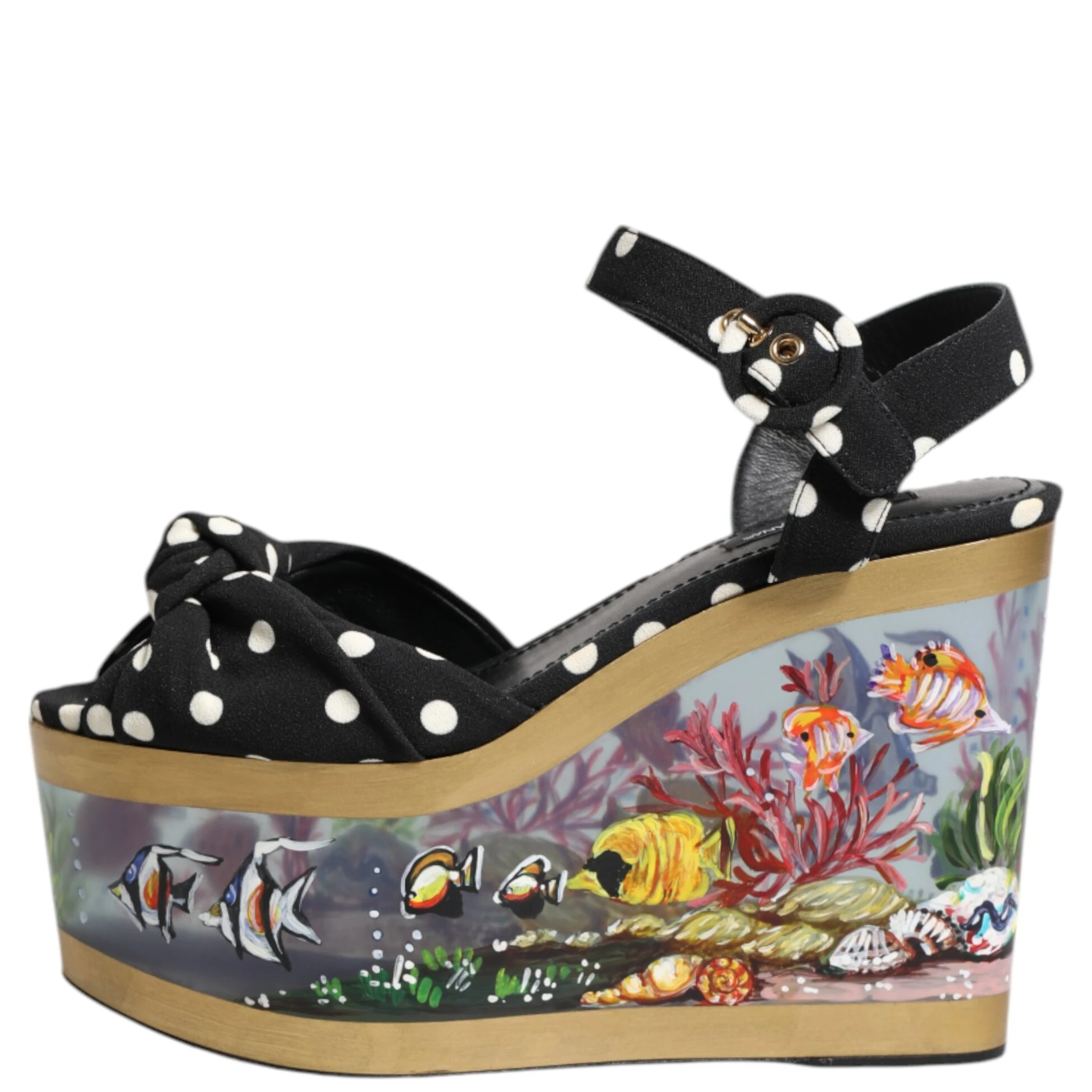 Multicolor Fish Polka Dot Wedge Sandals Shoes