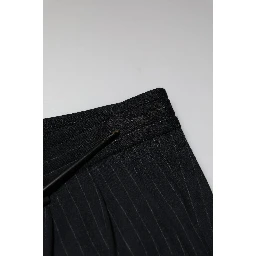 Black Stripes Viscose Skinny Dress Men Pants