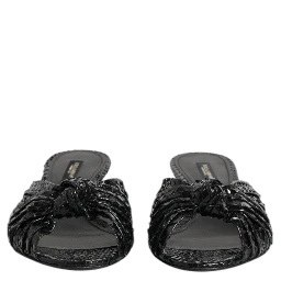 Black Leather Heels Slides Sandals Shoes