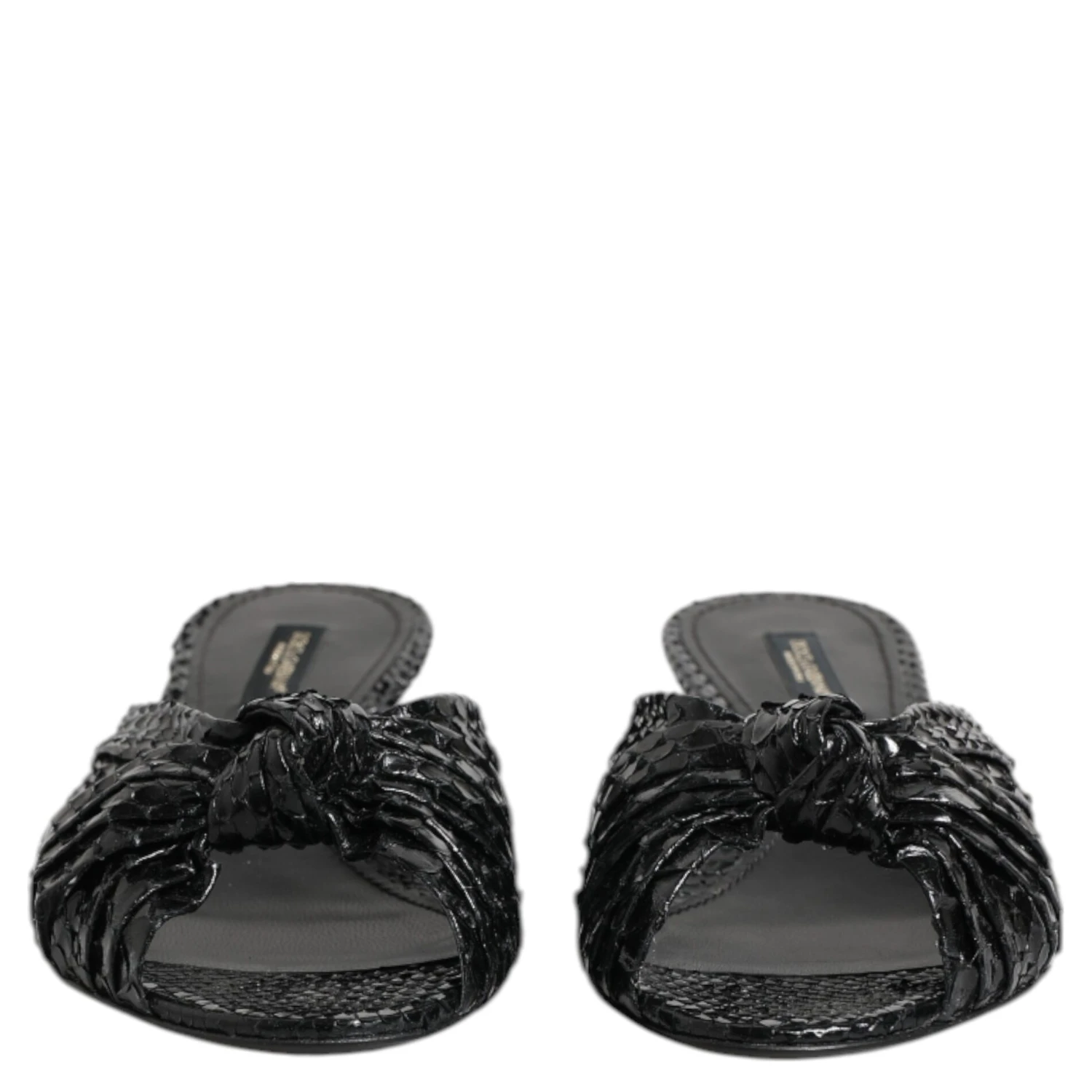 Black Leather Heels Slides Sandals Shoes
