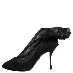 Black Silk Stretch Mesh Sock Boots Shoes