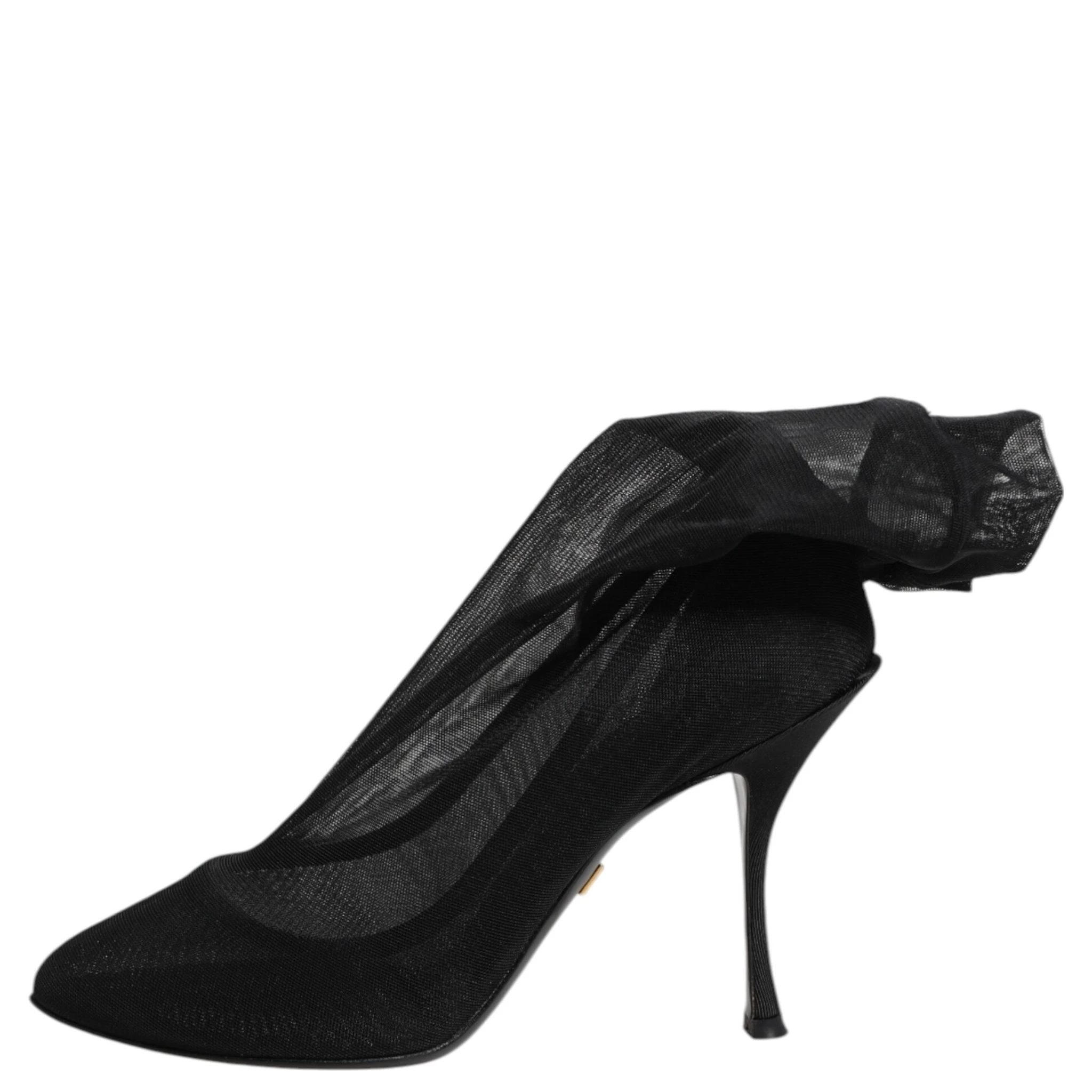 Black Silk Stretch Mesh Sock Boots Shoes