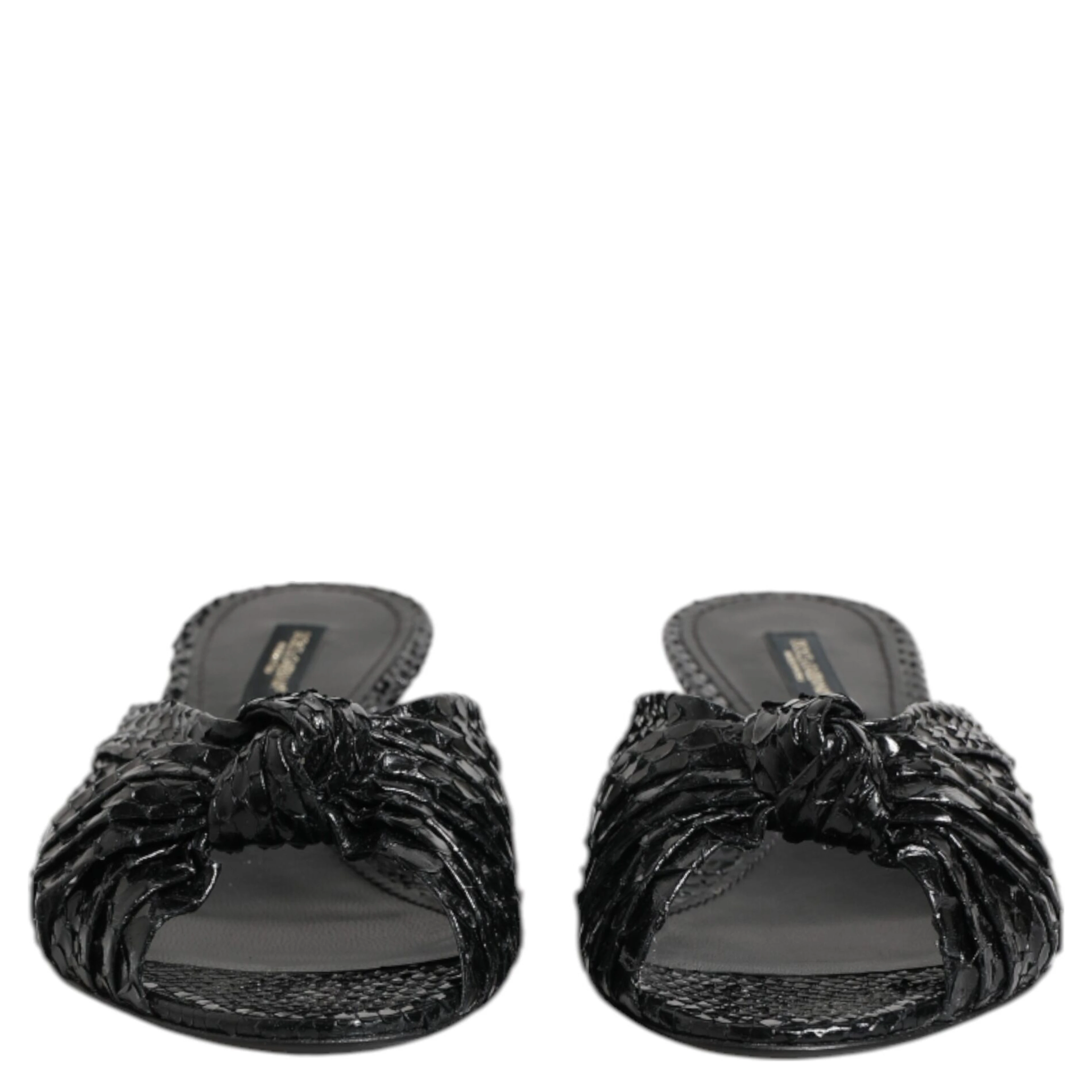 Black Leather Heels Slides Sandals Shoes