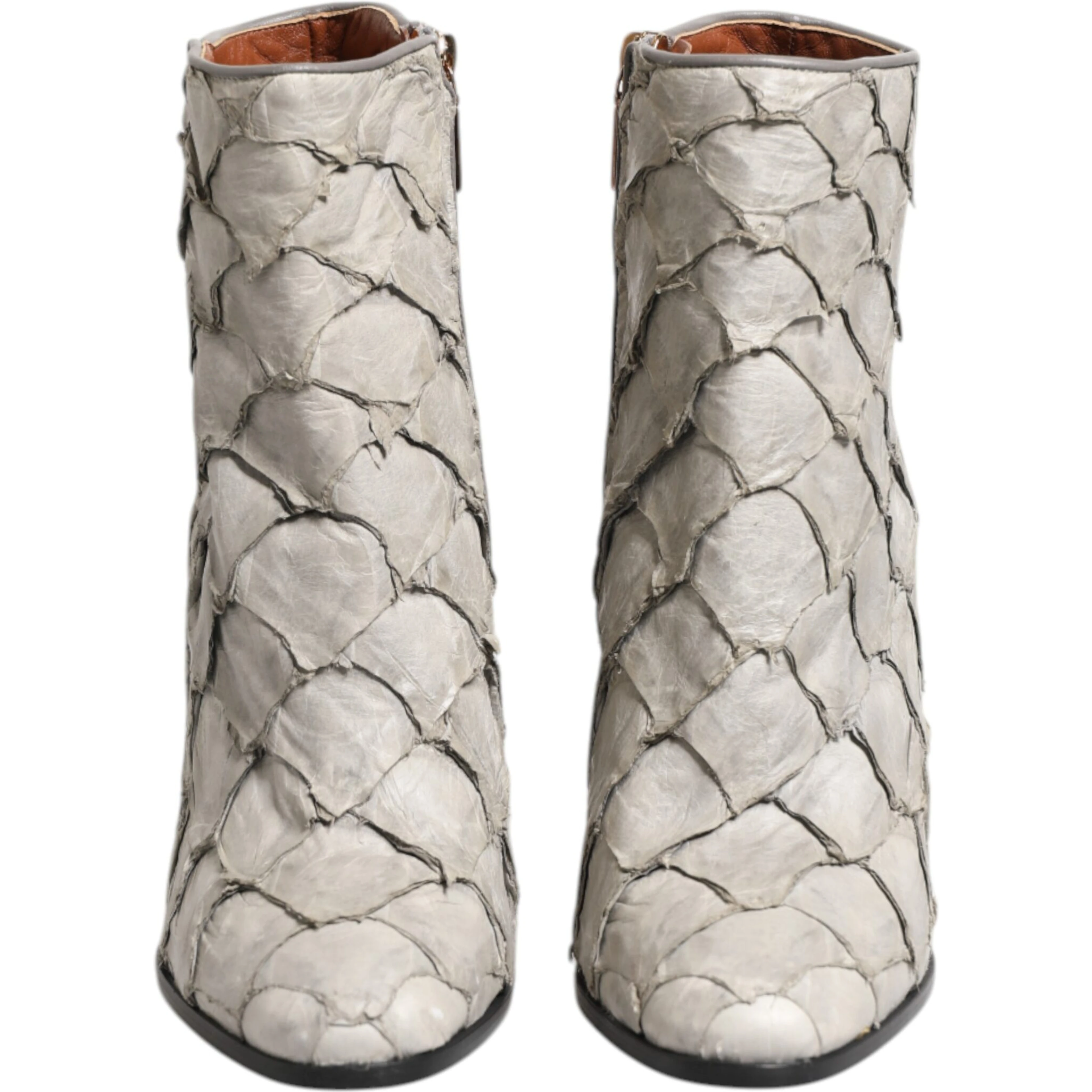 Off White Leather Heels Ankle Boots Shoes