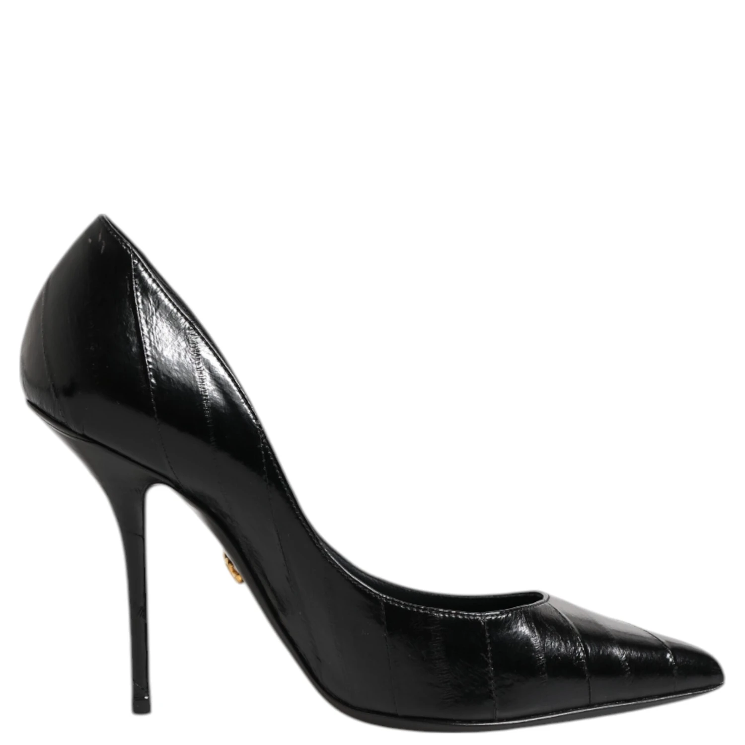 Black Leather Stiletto High Heels Pumps Shoes