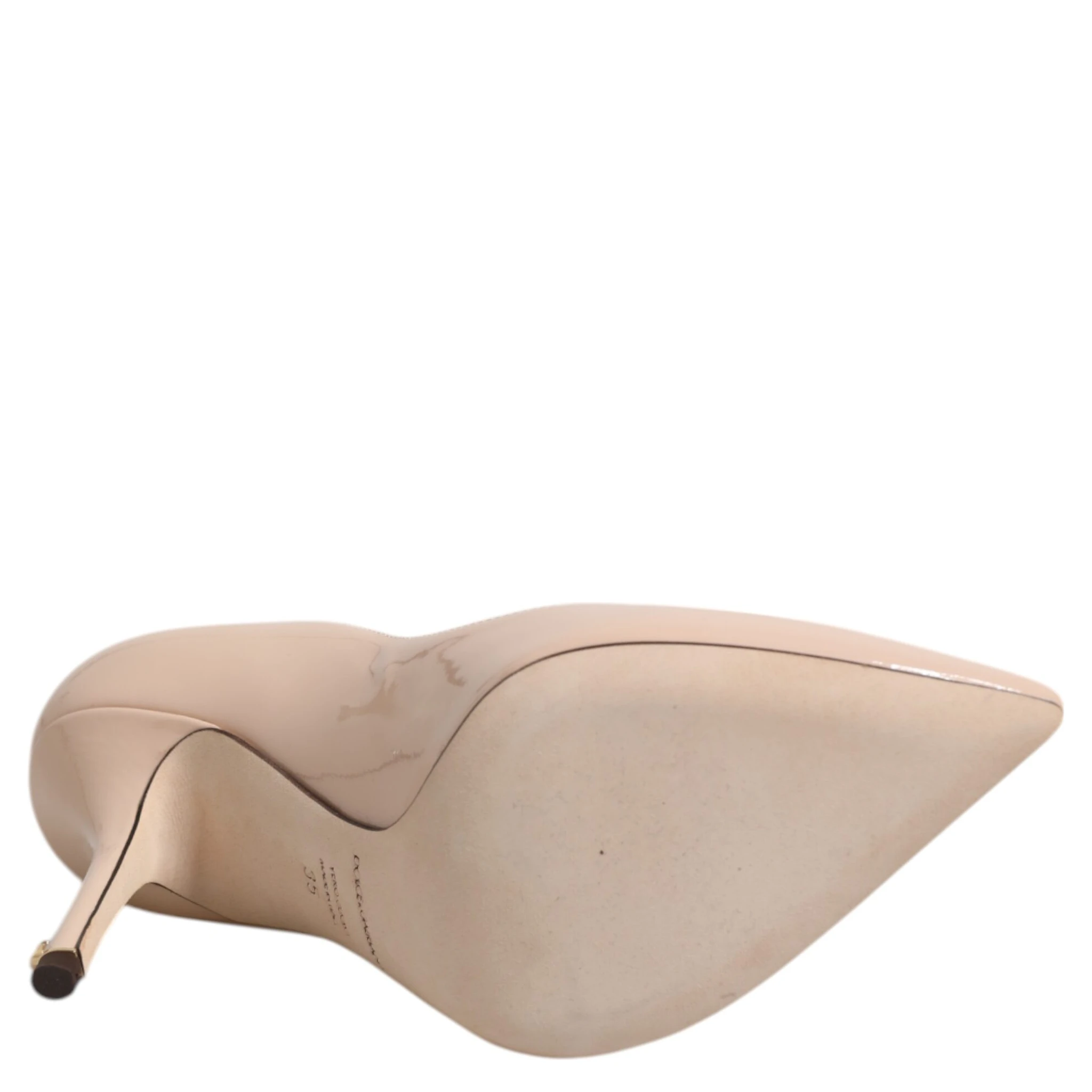 Beige Patent Leather Stiletto Heel Pumps Shoes