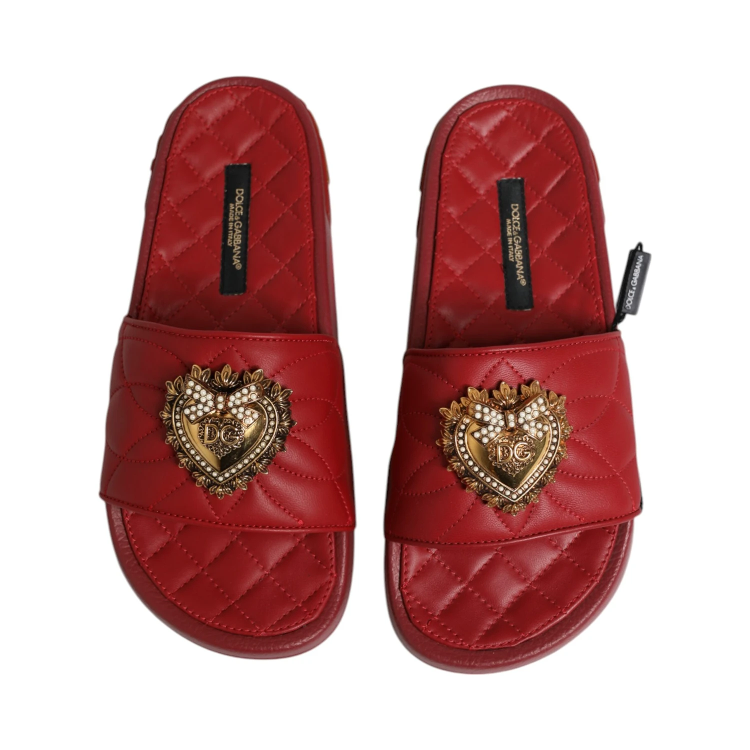 Red Devotion Matelassé Leather Slides Shoes