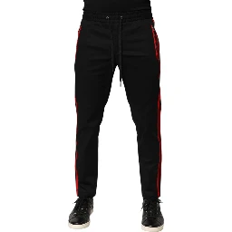 Red Stripe Cotton Logo Jogger Sweatpants Pants