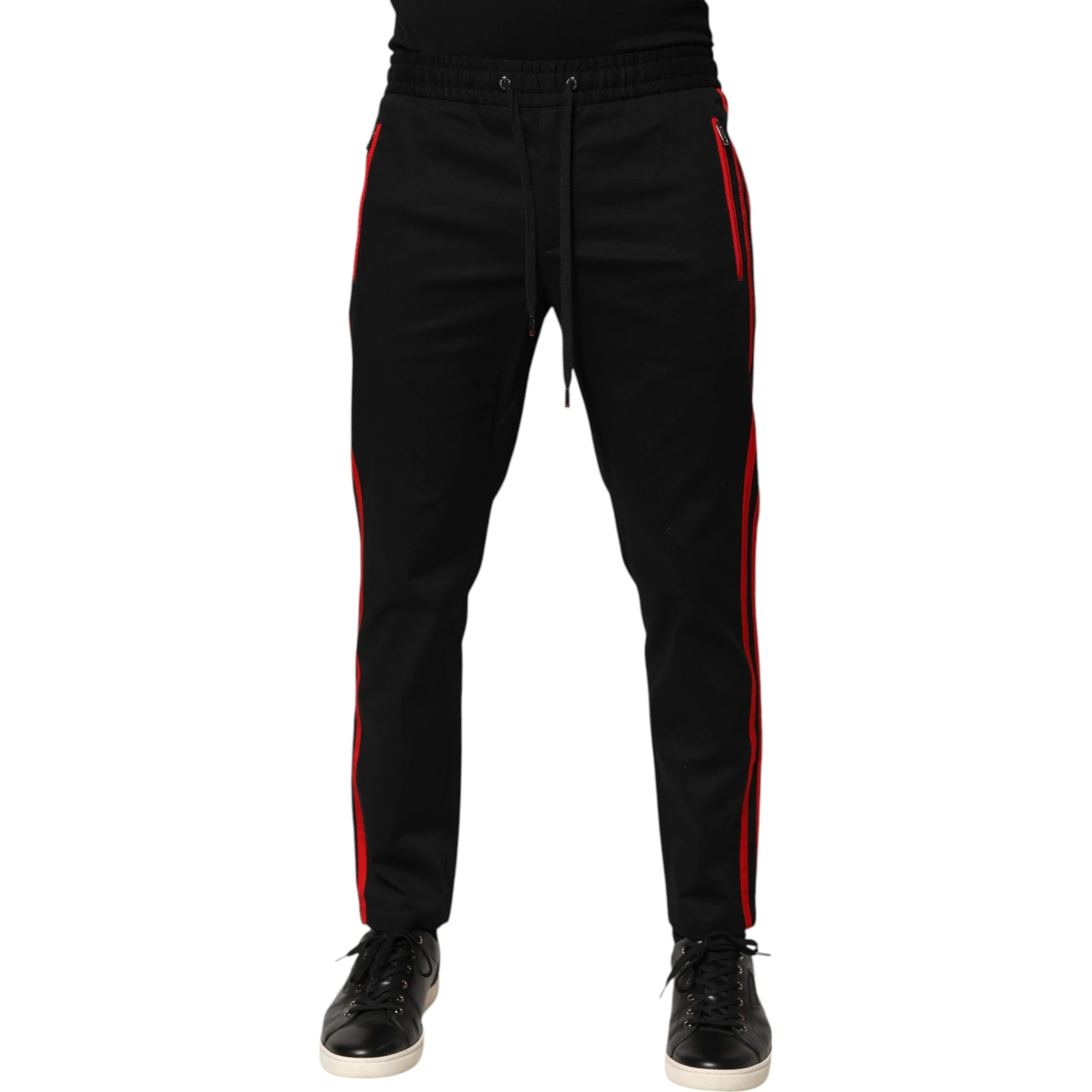 Red Stripe Cotton Logo Jogger Sweatpants Pants