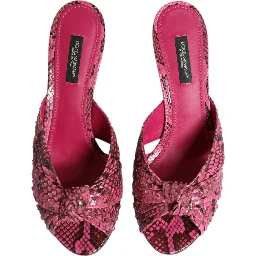Pink Leather Heels Slides Sandals Shoes
