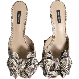 Multicolor Keira Bow Leather Peep Toe Mules Shoes