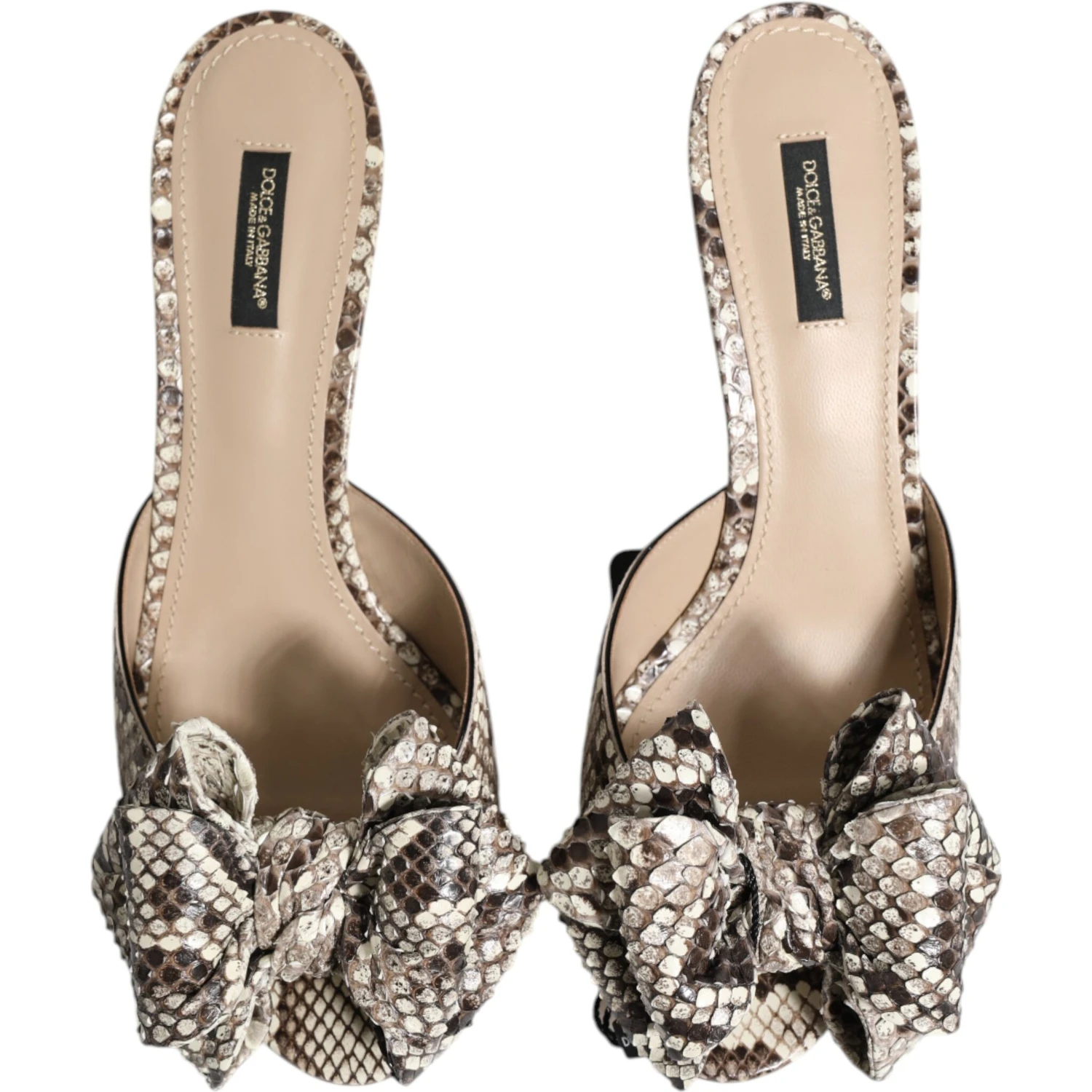 Multicolor Keira Bow Leather Peep Toe Mules Shoes