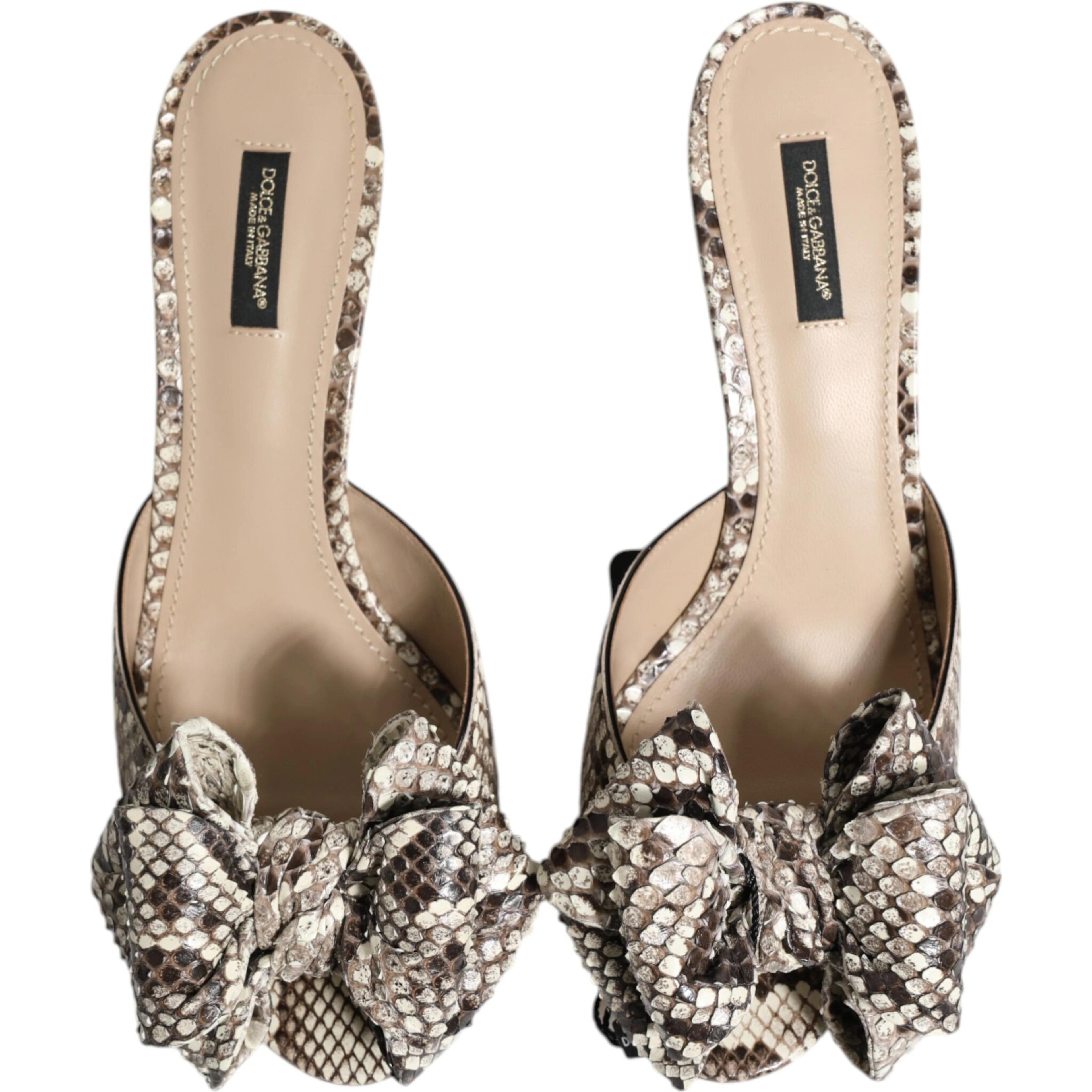 Multicolor Keira Bow Leather Peep Toe Mules Shoes