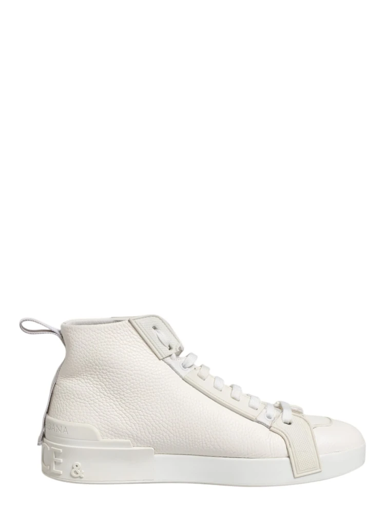 White Leather Mid Top Sneakers Shoes
