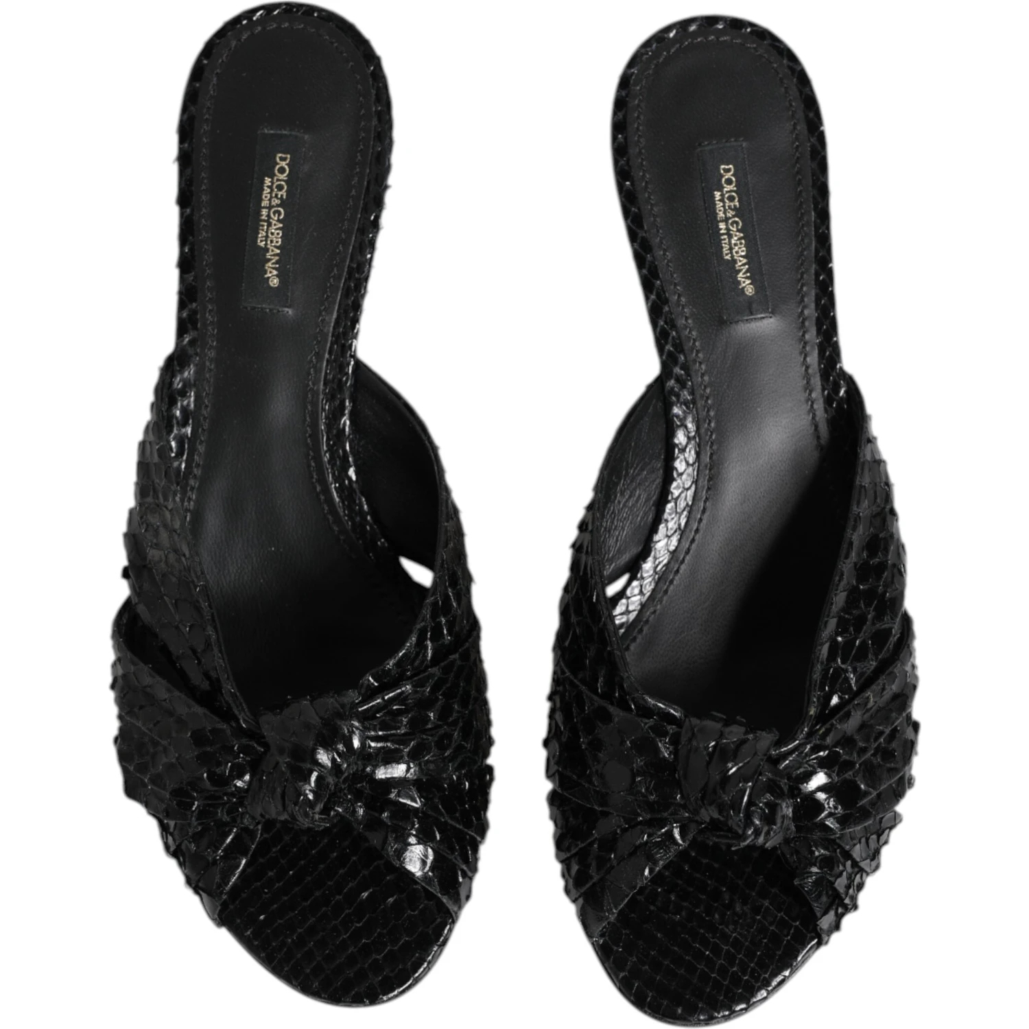 Black Leather Heels Slides Sandals Shoes