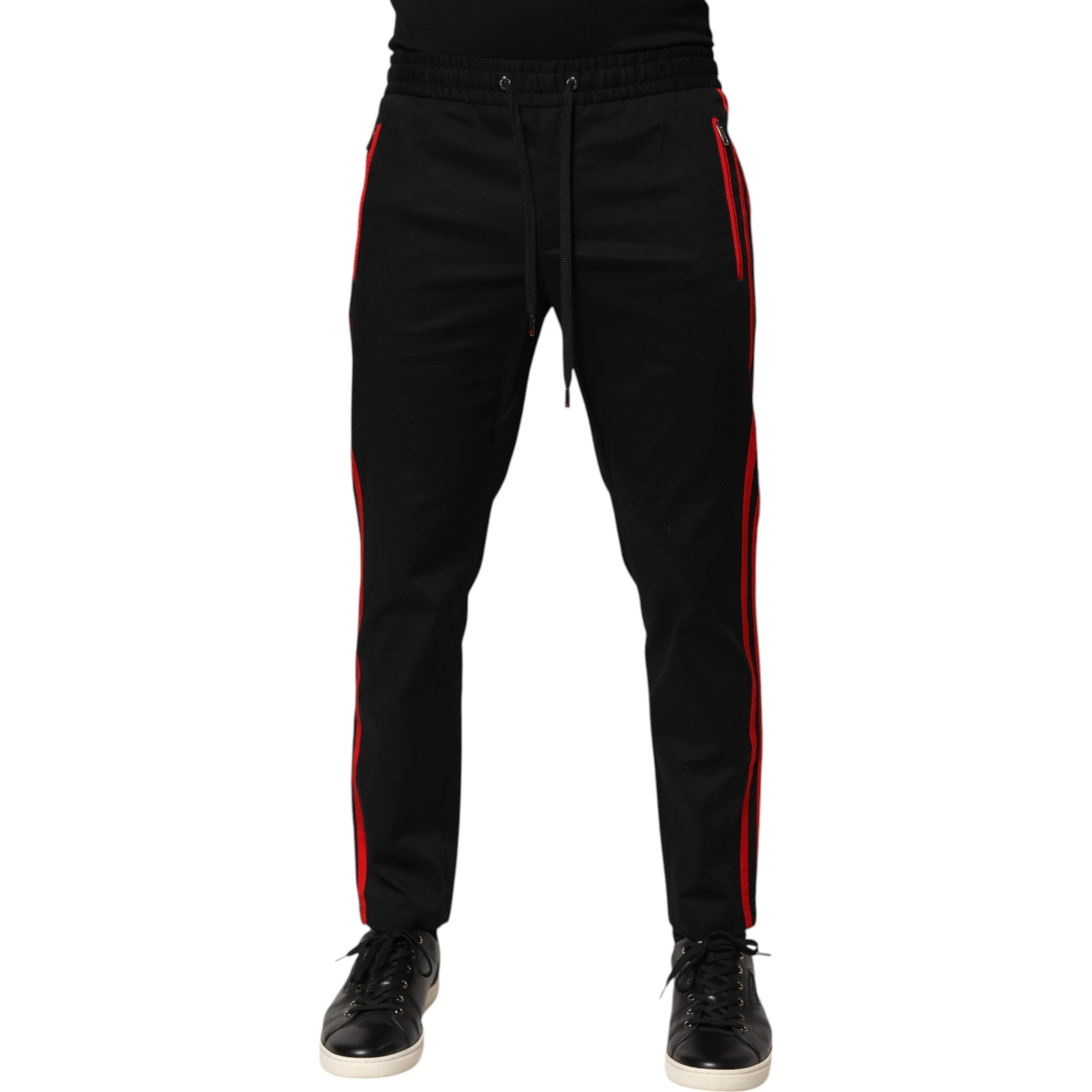 Red Stripe Cotton Logo Jogger Sweatpants Pants
