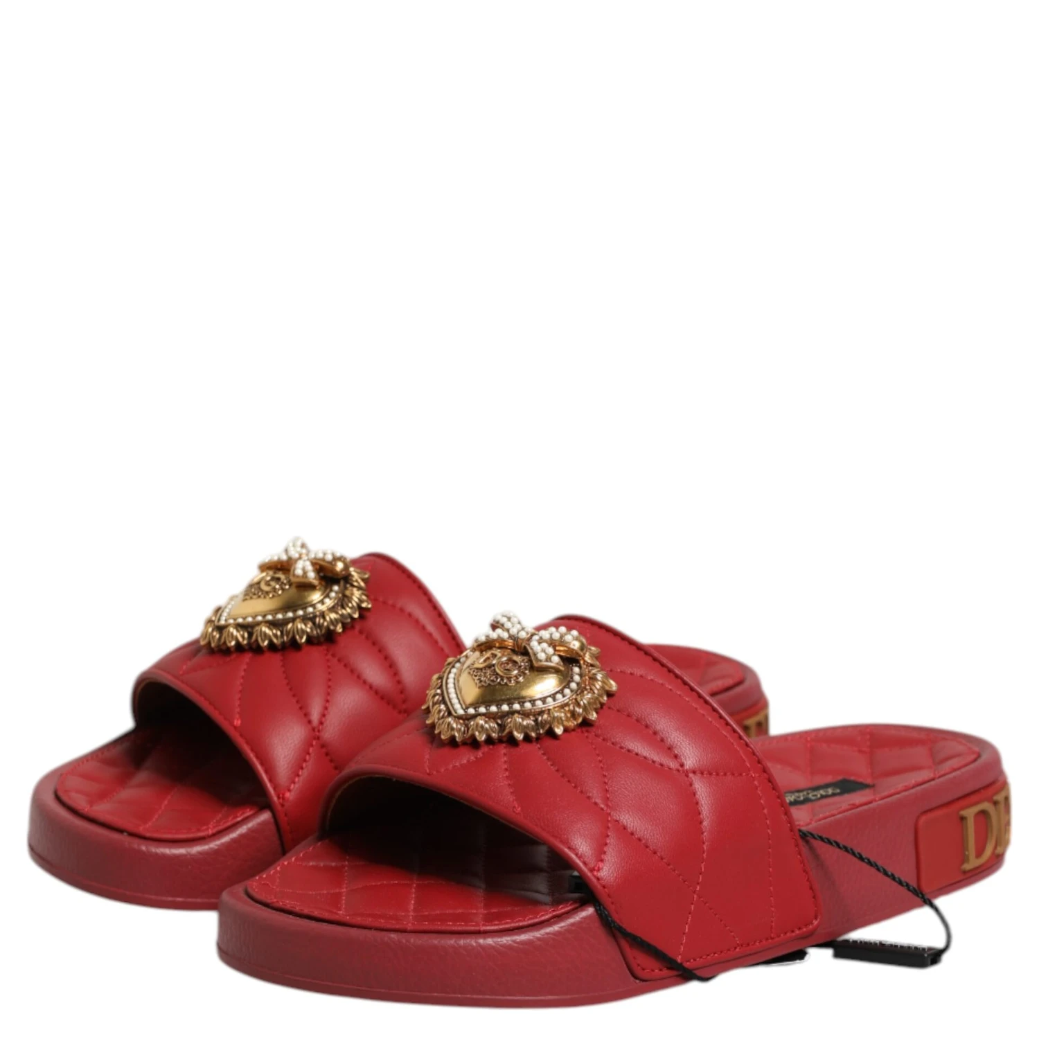 Red Devotion Matelassé Leather Slides Shoes