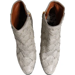 Off White Leather Heels Ankle Boots Shoes