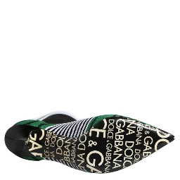 Green Stretch Sock Style Ankle Boots Shoes