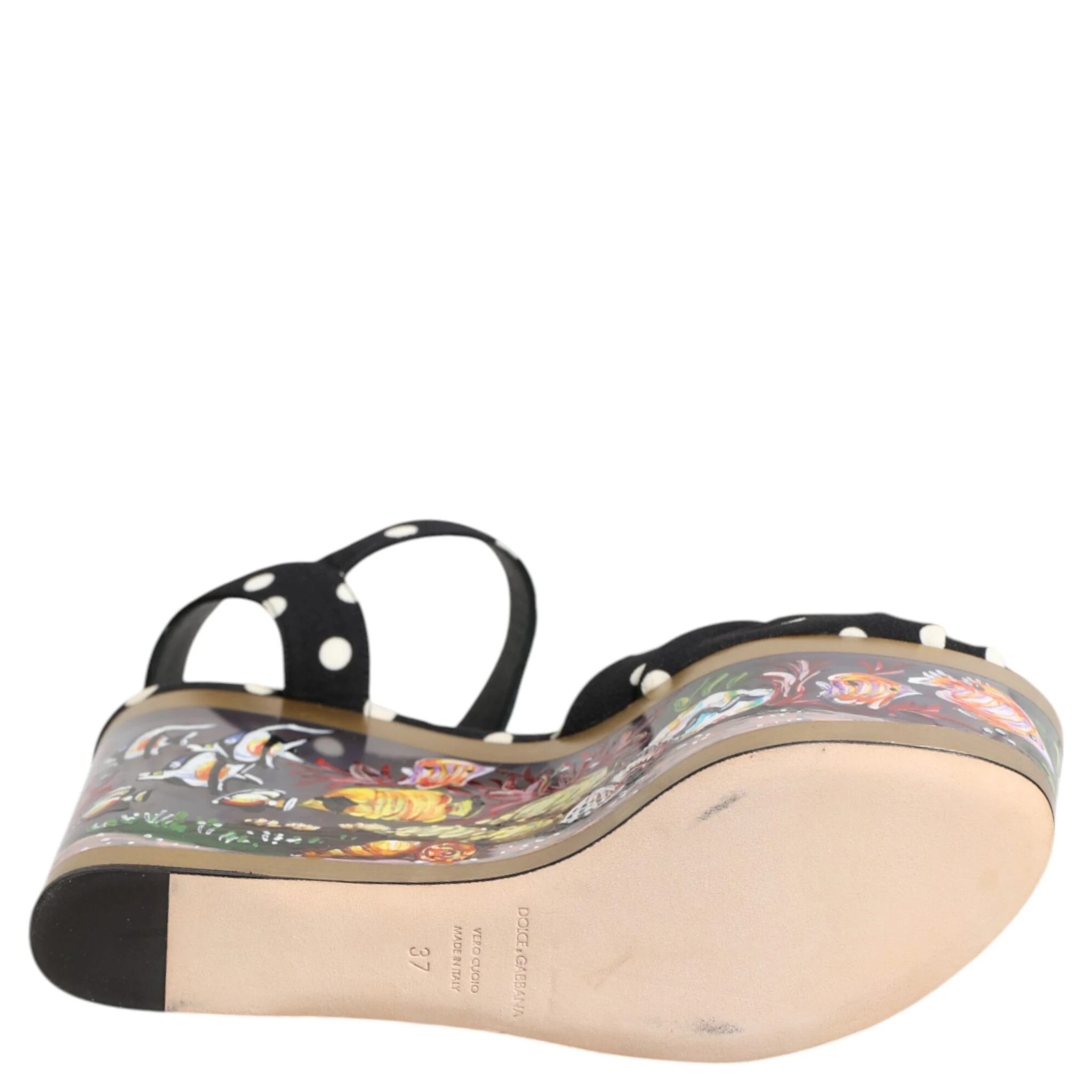 Multicolor Fish Polka Dot Wedge Sandals Shoes