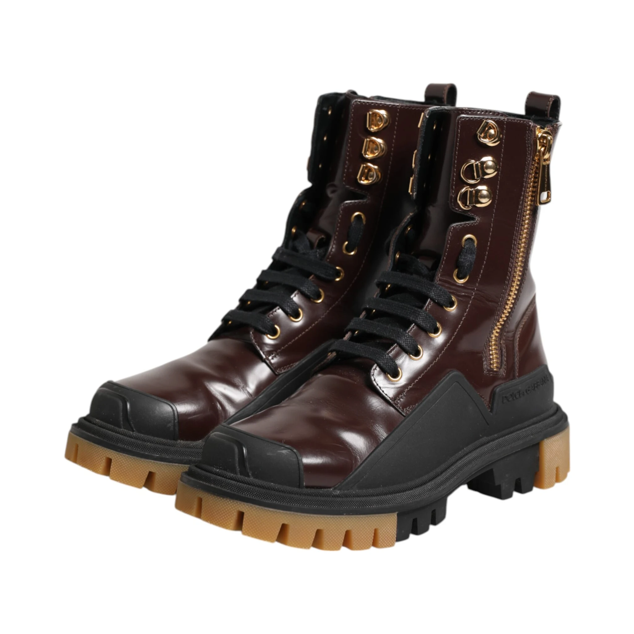 Maroon Leather Mid Calf Biker Boots Shoes