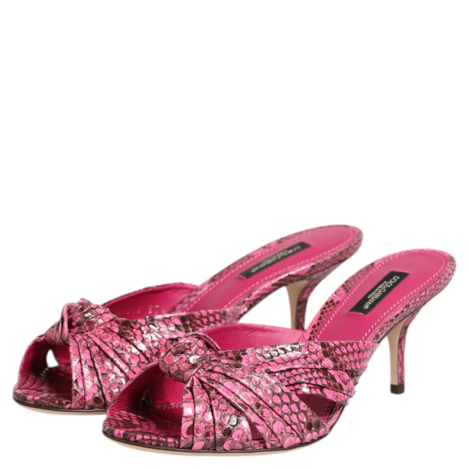 Pink Leather Heels Slides Sandals Shoes