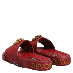 Red Devotion Matelassé Leather Slides Shoes