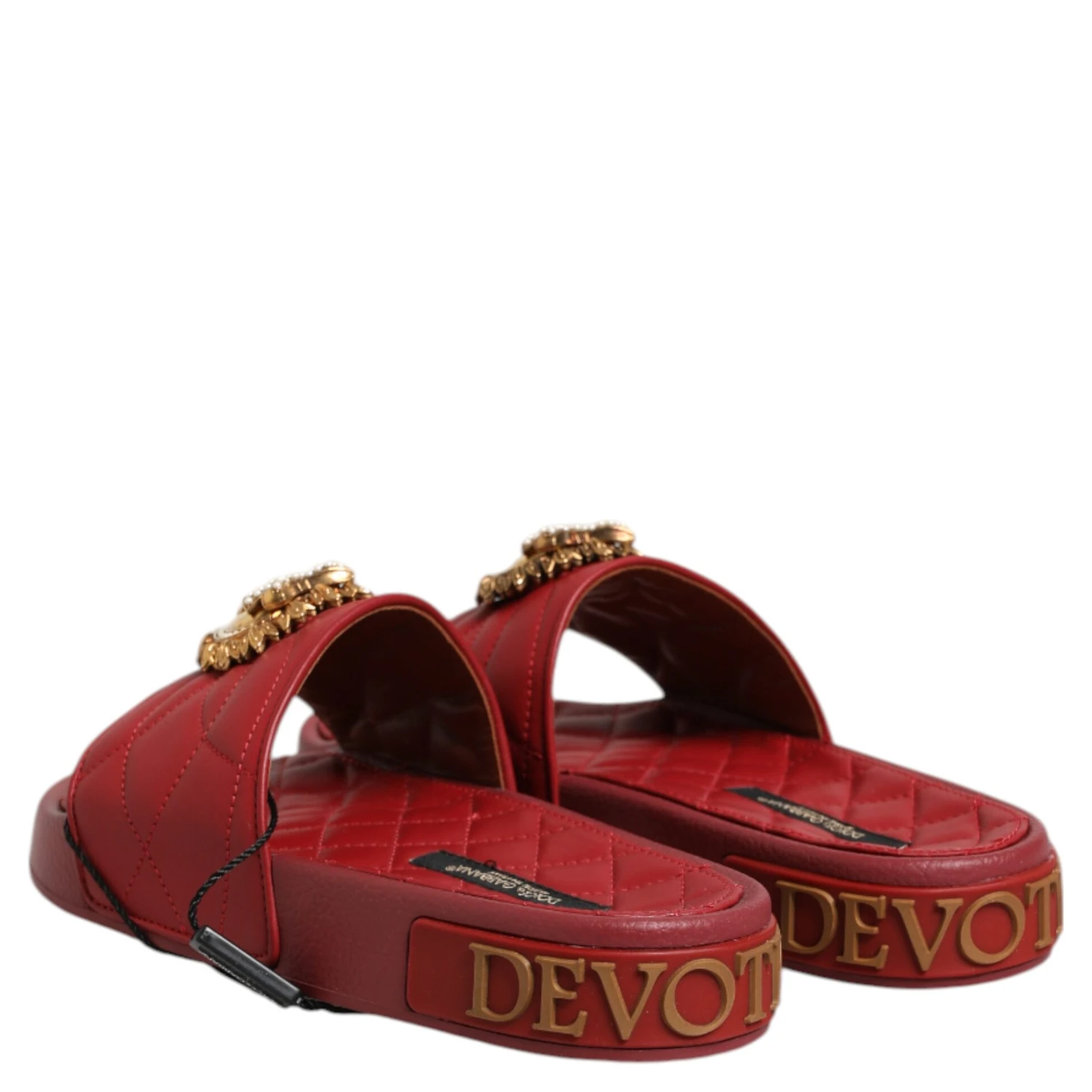 Red Devotion Matelassé Leather Slides Shoes