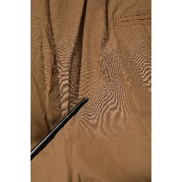 Brown Cotton Chino Mid Waist Men Jogger Pants