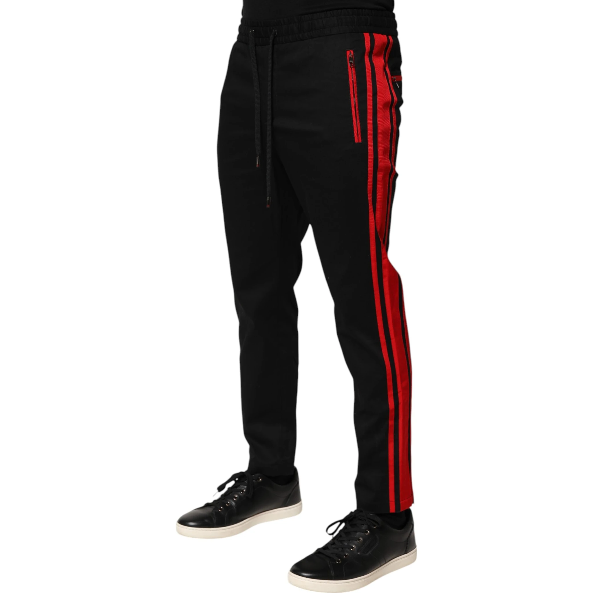 Red Stripe Cotton Logo Jogger Sweatpants Pants