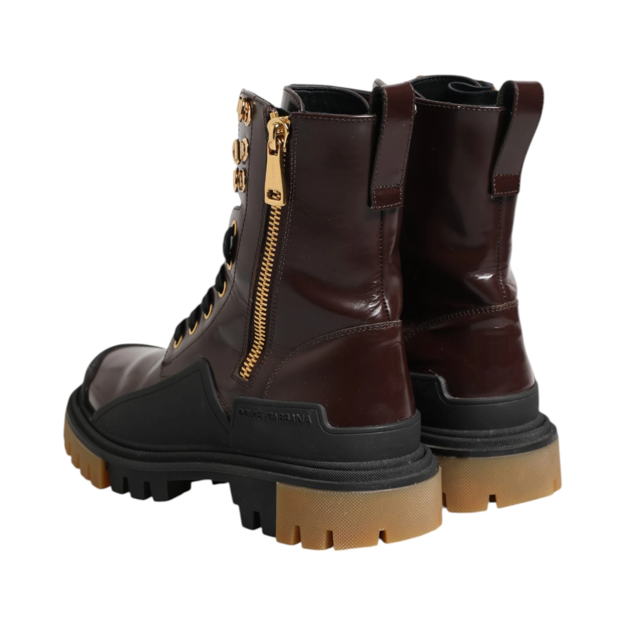 Maroon Leather Mid Calf Biker Boots Shoes