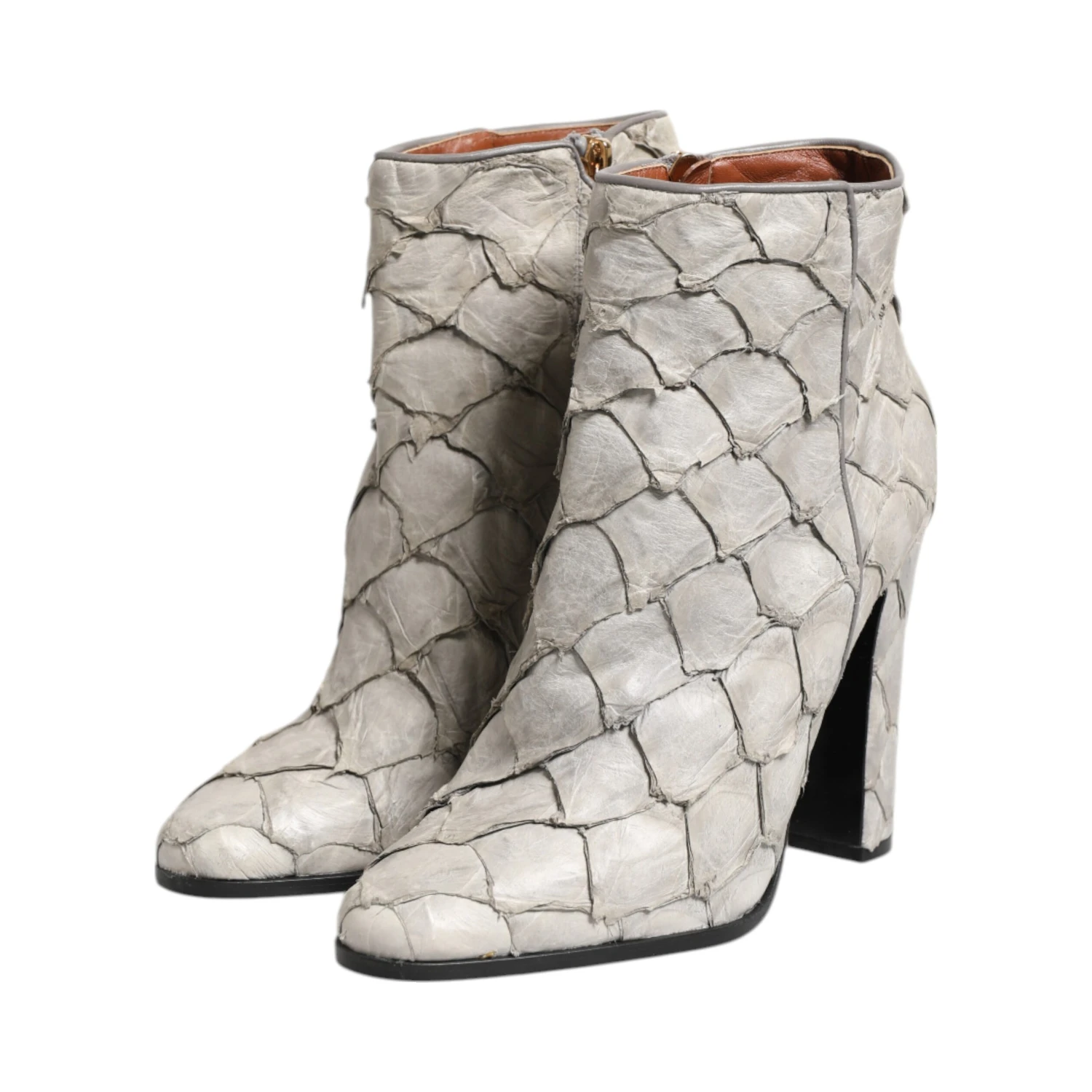 Off White Leather Heels Ankle Boots Shoes