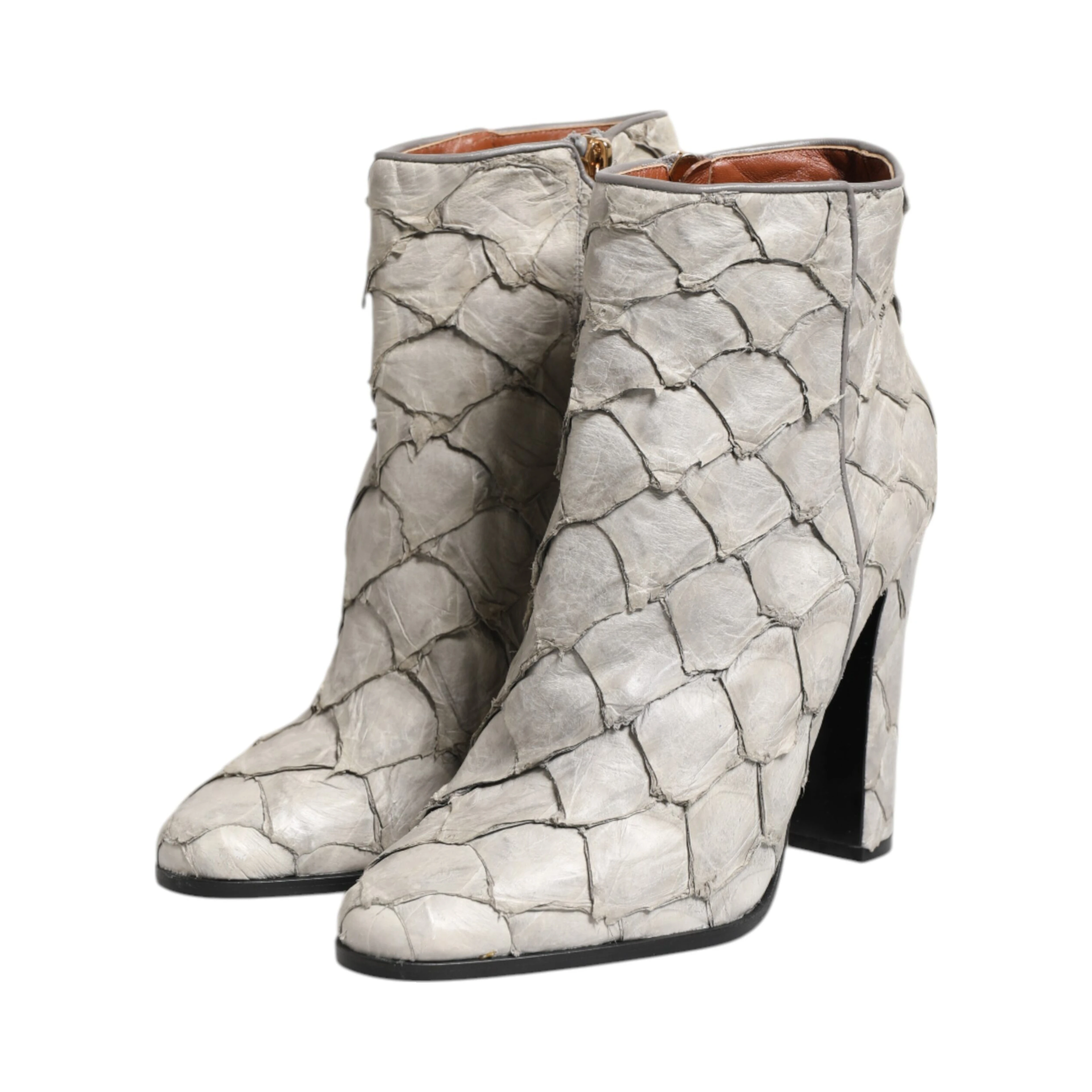 Off White Leather Heels Ankle Boots Shoes