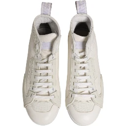 White Leather Mid Top Sneakers Shoes