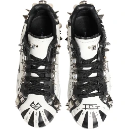 White Studded Printed Low Top Sneakers Shoes