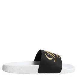 White Black Leather Sandals Beachwear Shoes