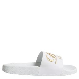 White Leather Slides Sandals Beachwear Shoes
