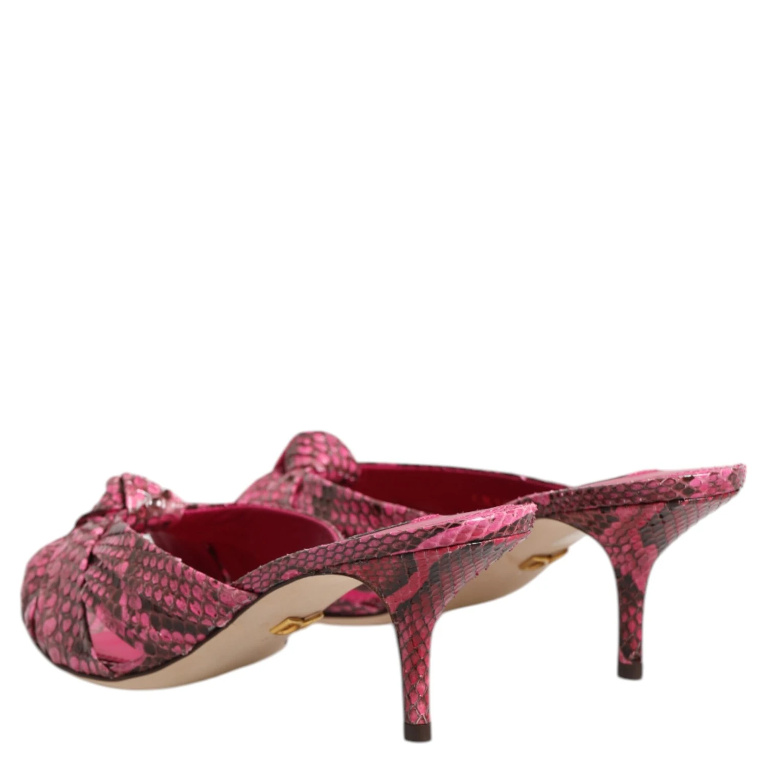 Pink Leather Heels Slides Sandals Shoes
