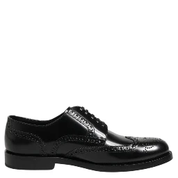 Black Leather Derby Wingtip Formal Shoes