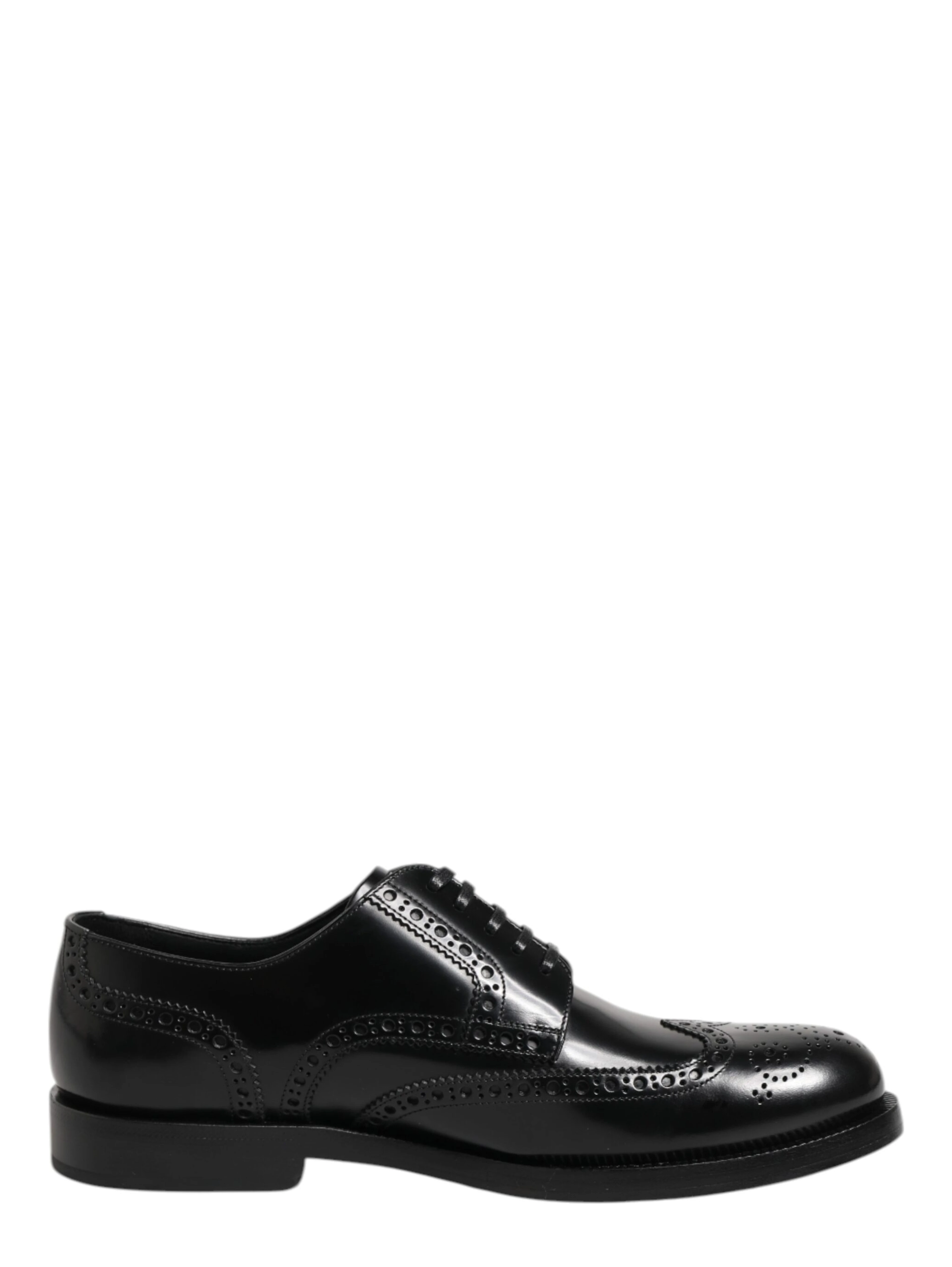 Black Leather Derby Wingtip Formal Shoes