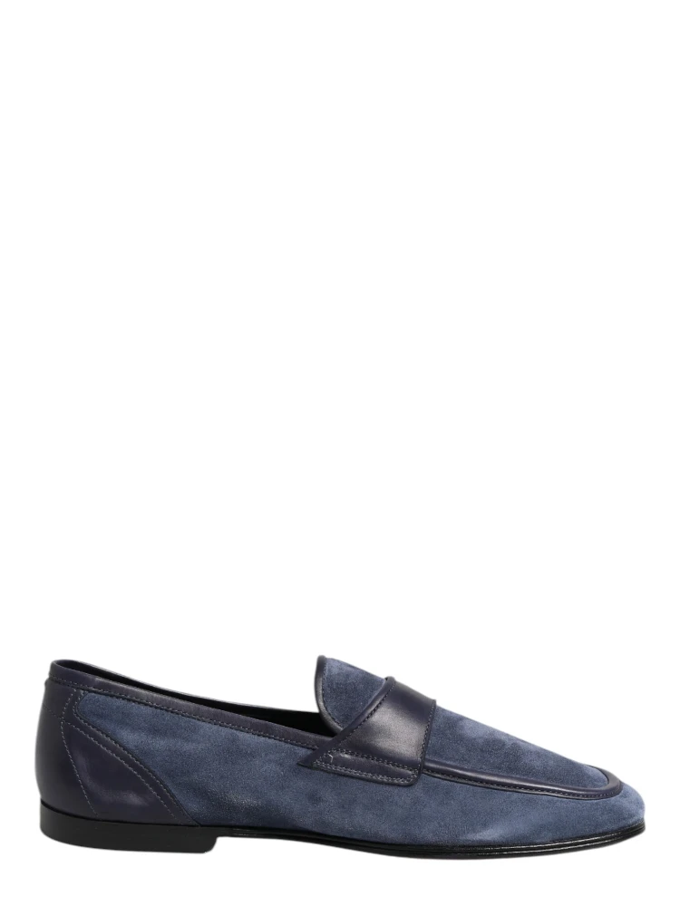 Blue Suede Leather Loafers Moccasin Shoes
