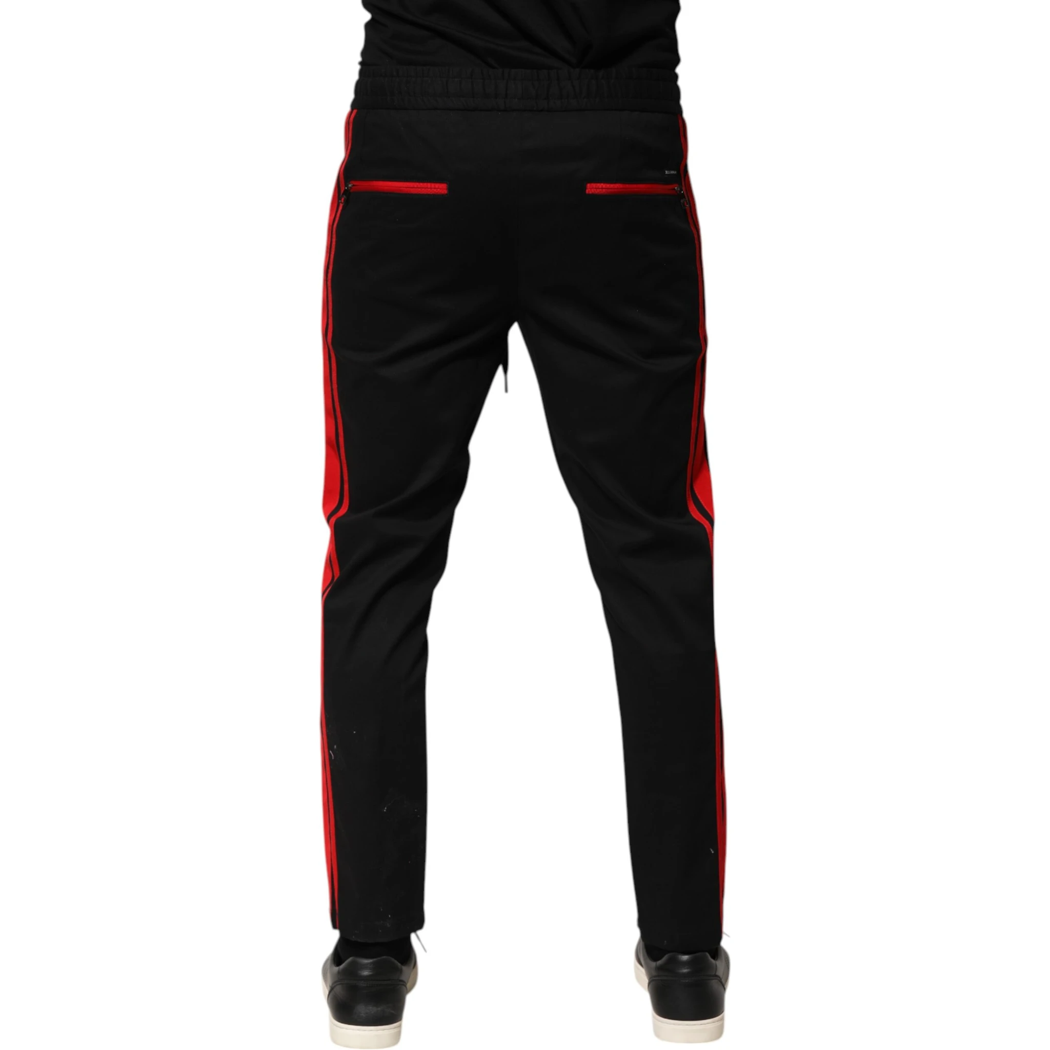 Red Stripe Cotton Logo Jogger Sweatpants Pants