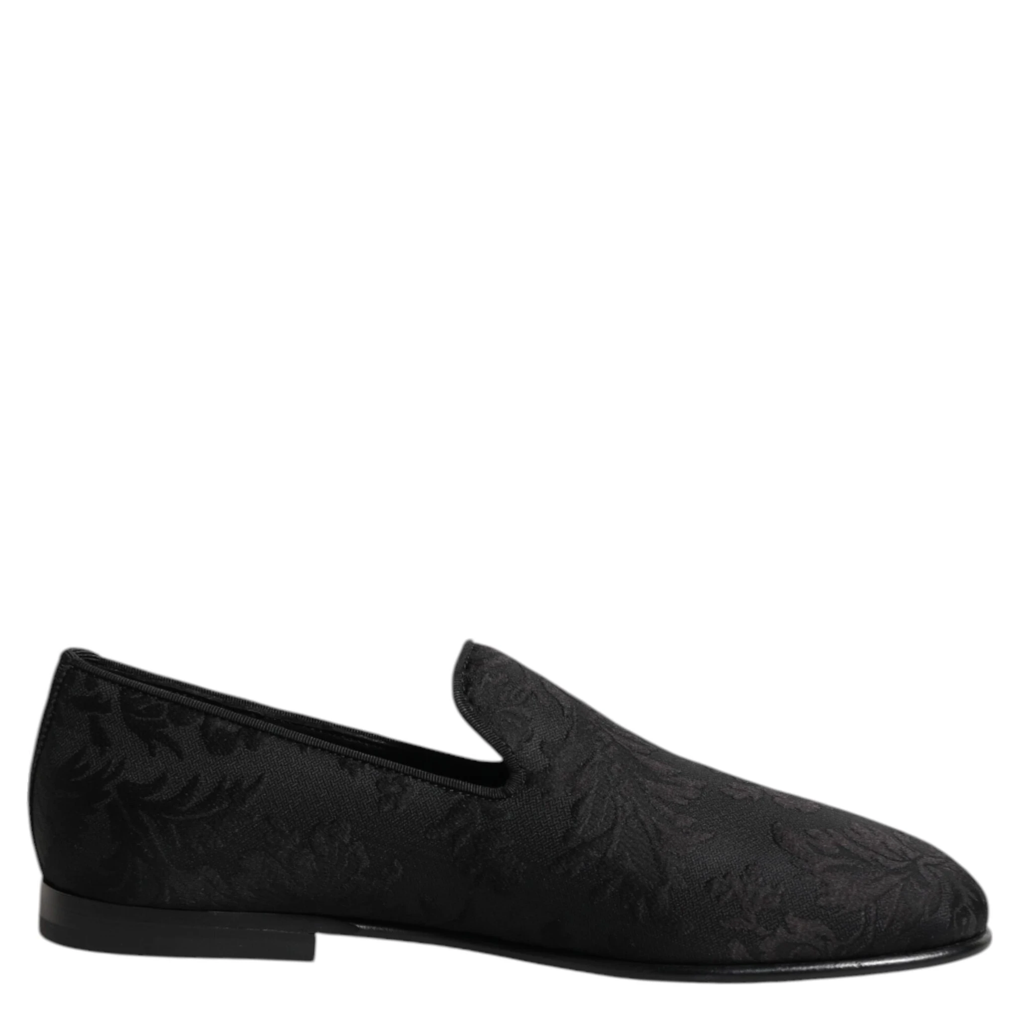 Black Floral Brocade Loafers Men Dress Shoes