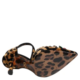 Brown Leopard Crystal Roses Pumps Shoes