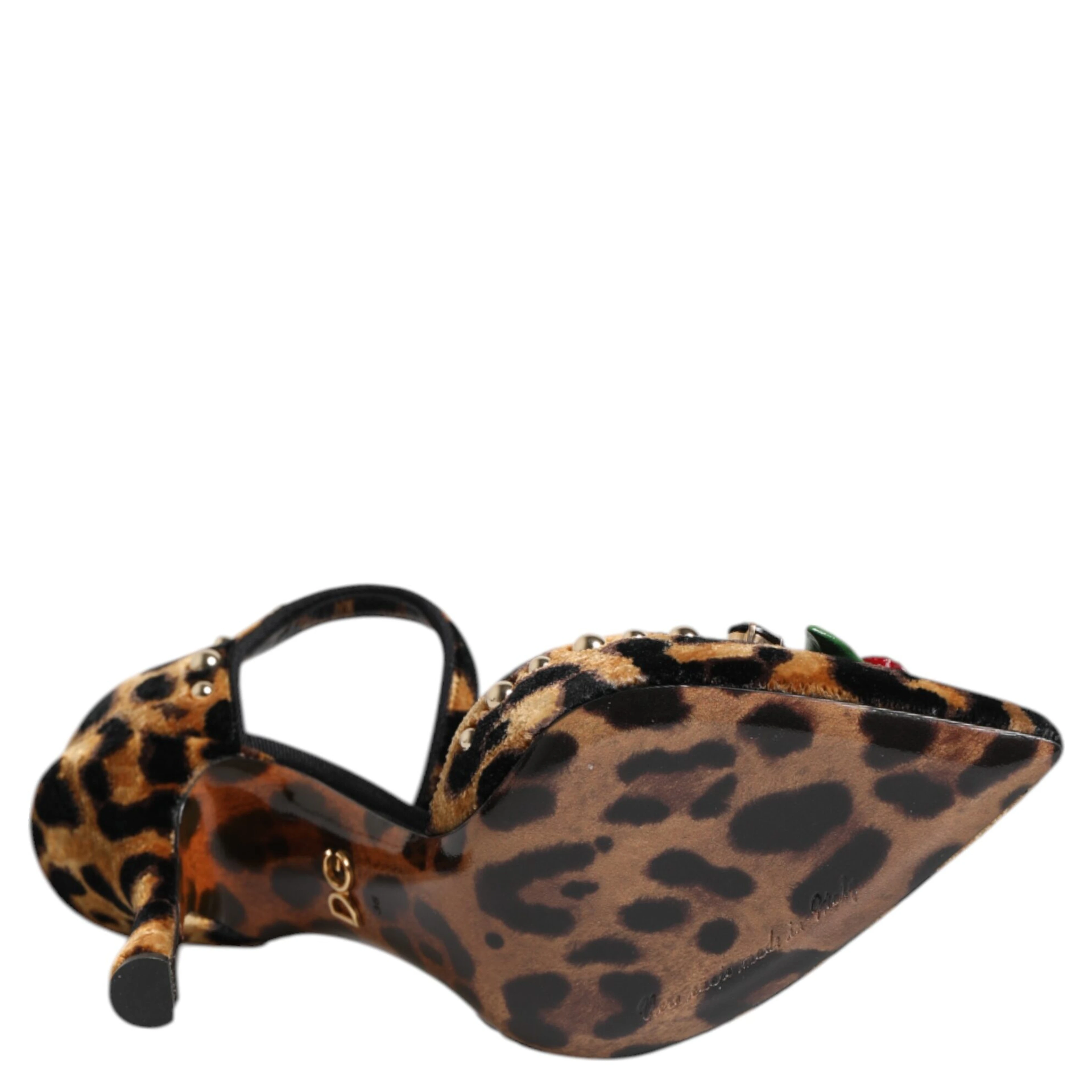 Brown Leopard Crystal Roses Pumps Shoes